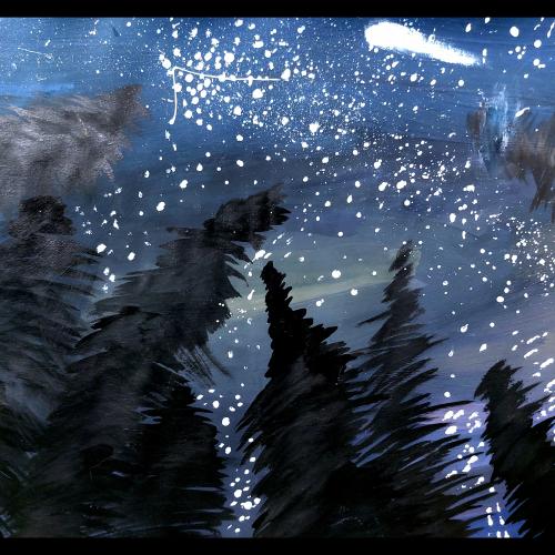 Gemaltes Bild: Sternenhimmel bei Nacht