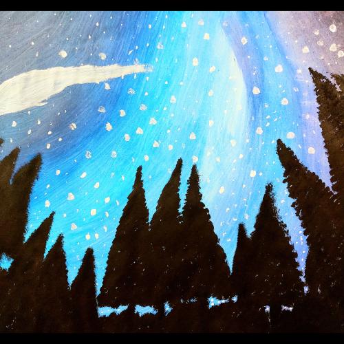 Gemaltes Bild: Sternenhimmel bei Nacht