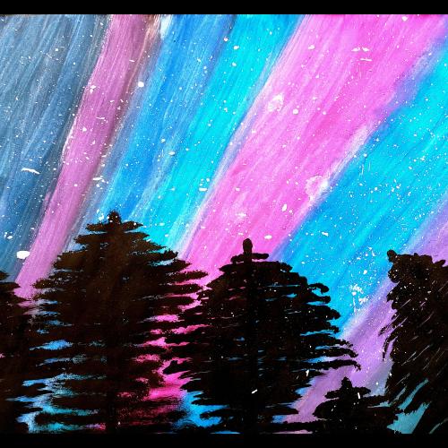 Gemaltes Bild: Sternenhimmel bei Nacht