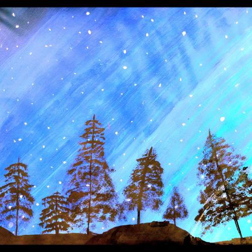 Gemaltes Bild: Sternenhimmel bei Nacht