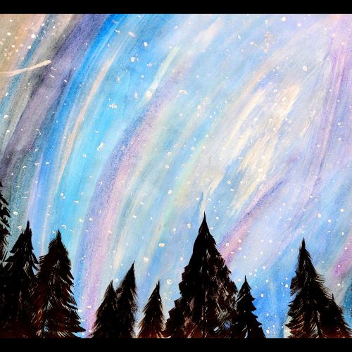 Gemaltes Bild: Sternenhimmel bei Nacht