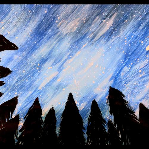 Gemaltes Bild: Sternenhimmel bei Nacht
