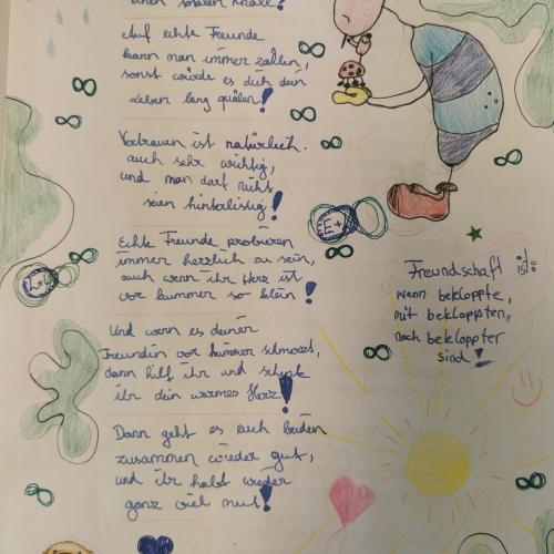 Freundschaftsgedicht mit Zeichnungen