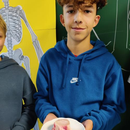 Schüler mit Knochen