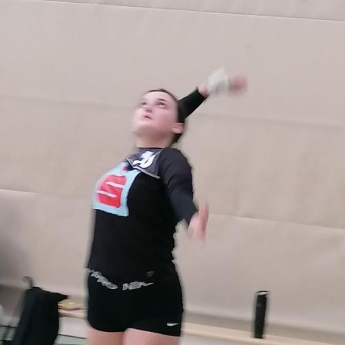 Schülerin beim Volleyball spielen