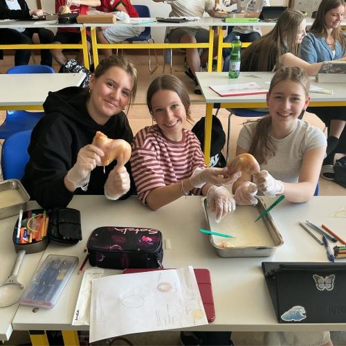 Schüler:innen beim Sezieren