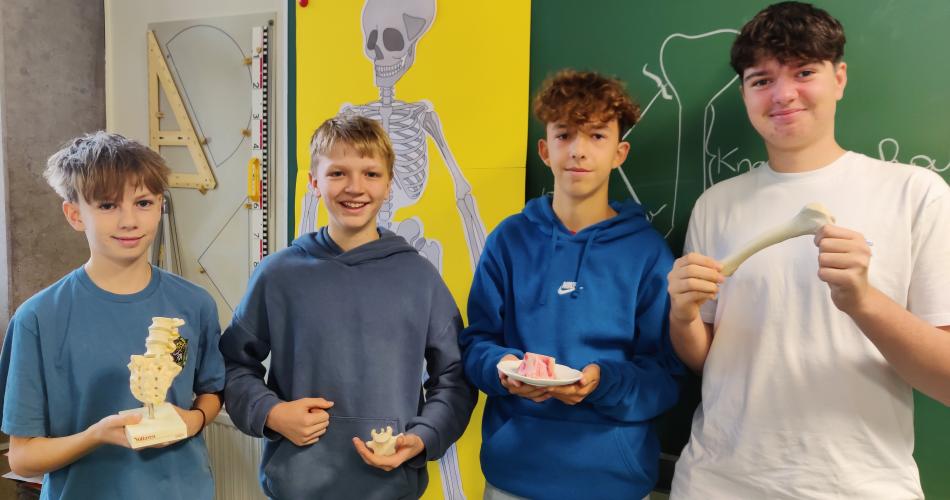 Schüler mit Knochen